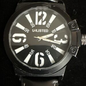 Unlisted 1009285 Black Tone Quartz Analog‎ Men's Watch Needs Battery.  4199